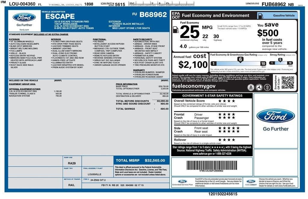 2015 Ford Escape Titanium — photo 1 of 1