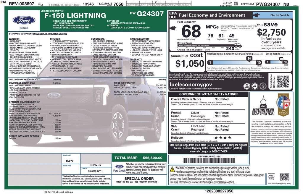 2023 Ford F-150 Lightning XLT — photo 1 of 1