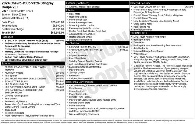 2024 Chevrolet Corvette 2LT