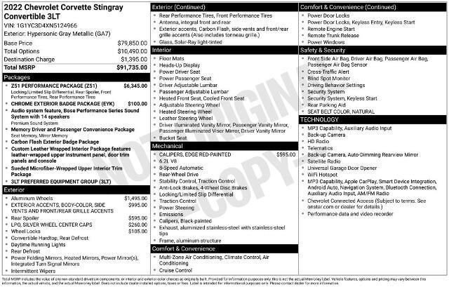 2022 Chevrolet Corvette Stingray — photo 1 of 6