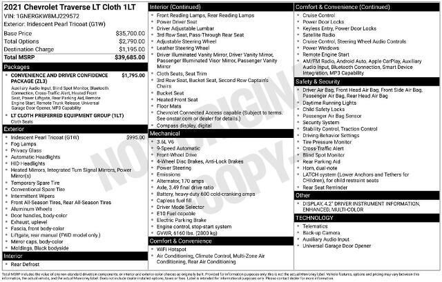2021 Chevrolet Traverse LT Cloth