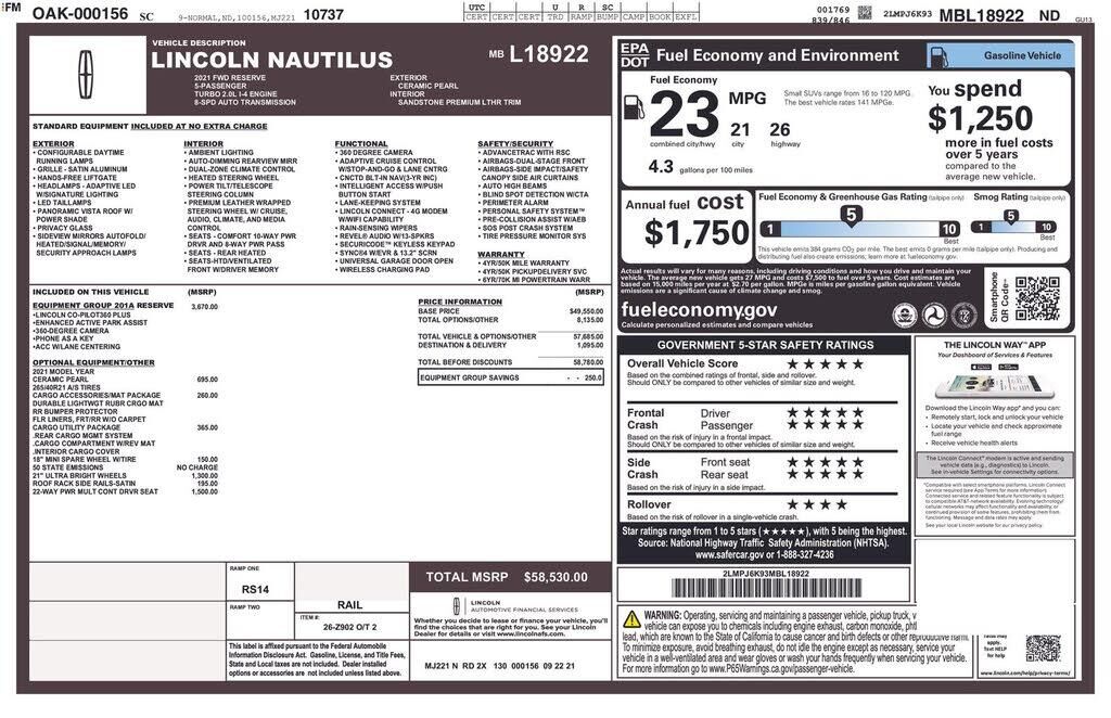 2021 Lincoln Nautilus Reserve