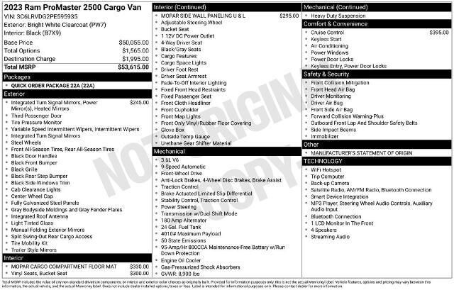 2023 Ram ProMaster 2500 159 WB
