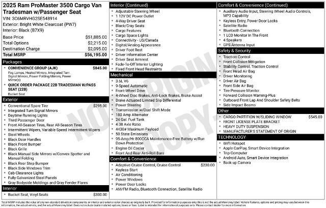 2025 Ram ProMaster Tradesman 3500