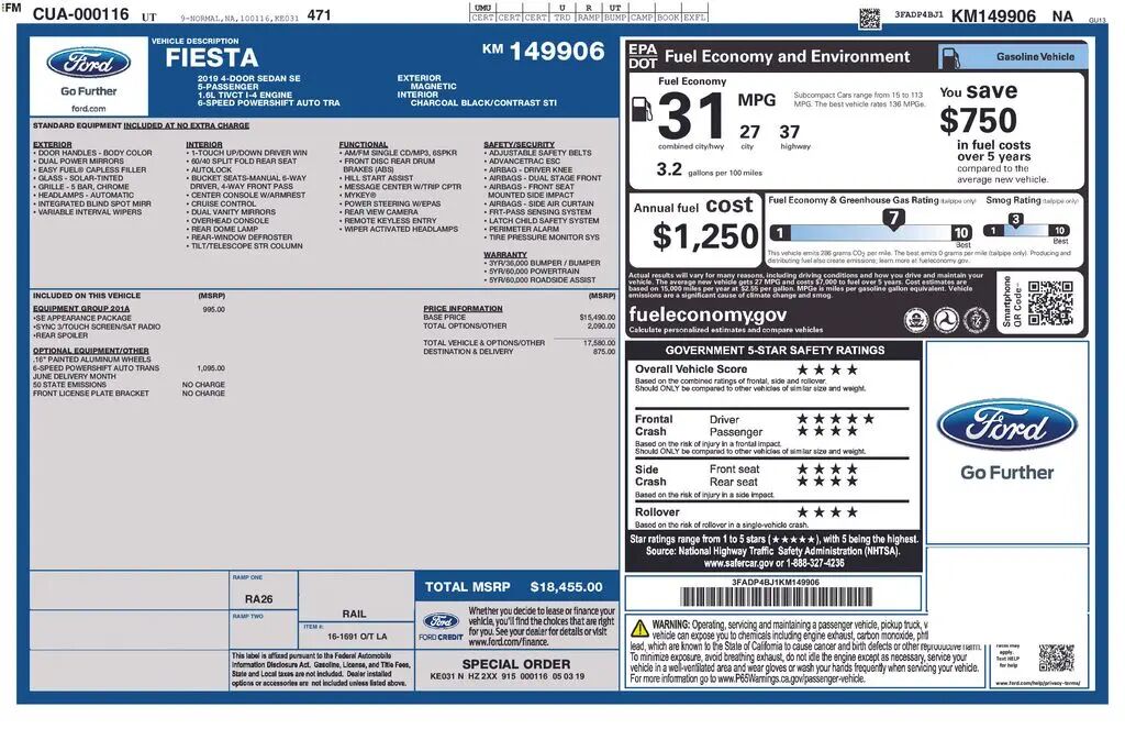 2019 Ford Fiesta SE — photo 1 of 1