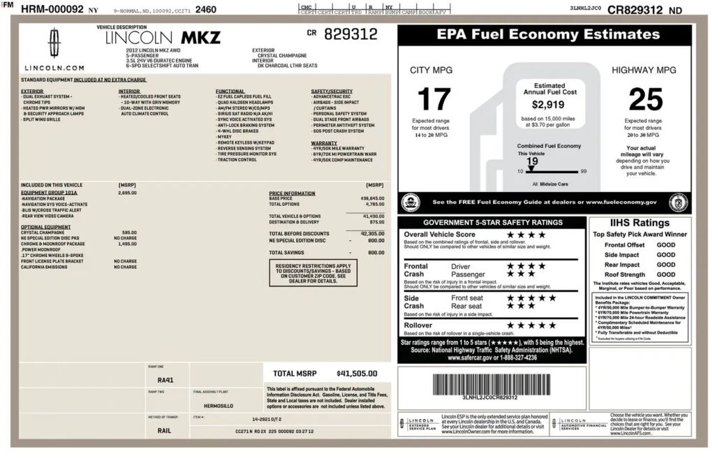 2012 Lincoln MKZ Base — photo 1 of 1