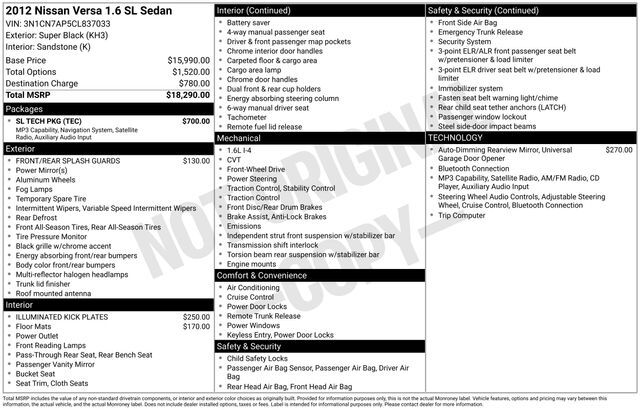2012 Nissan Versa 1.6 SL