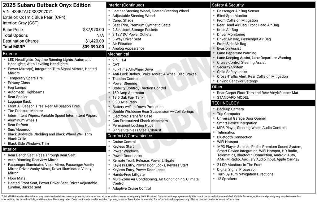 2025 Subaru Outback Onyx Edition — photo 1 of 13