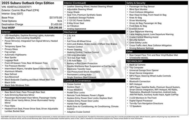 2025 Subaru Outback Onyx Edition