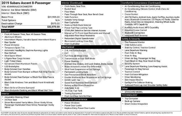 2019 Subaru Ascent Base