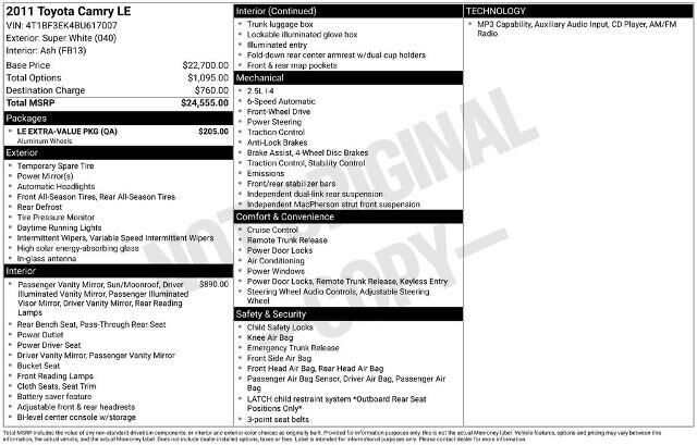 2011 Toyota Camry LE — photo 1 of 1