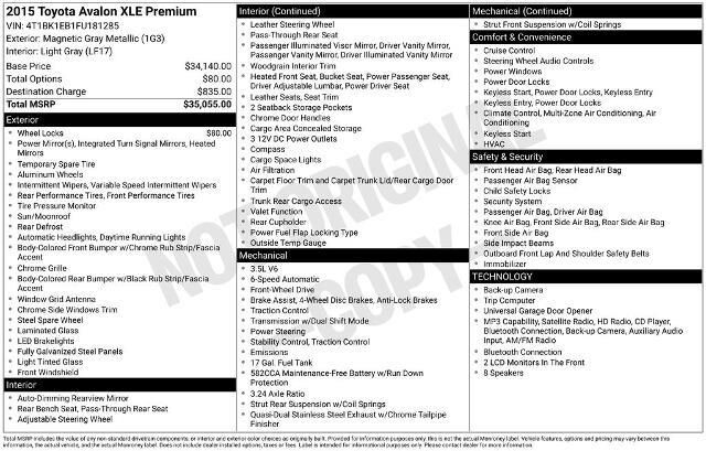 2015 Toyota Avalon XLE Premium