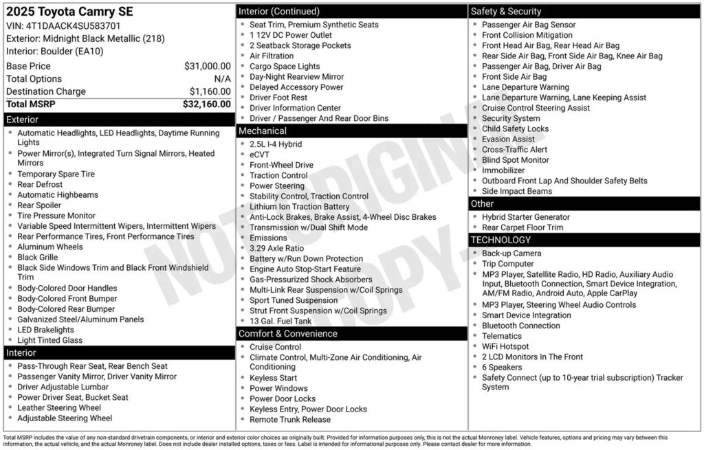 2025 Toyota Camry SE — photo 1 of 1