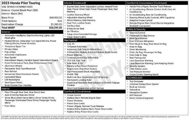 2023 Honda Pilot Touring — photo 1 of 9