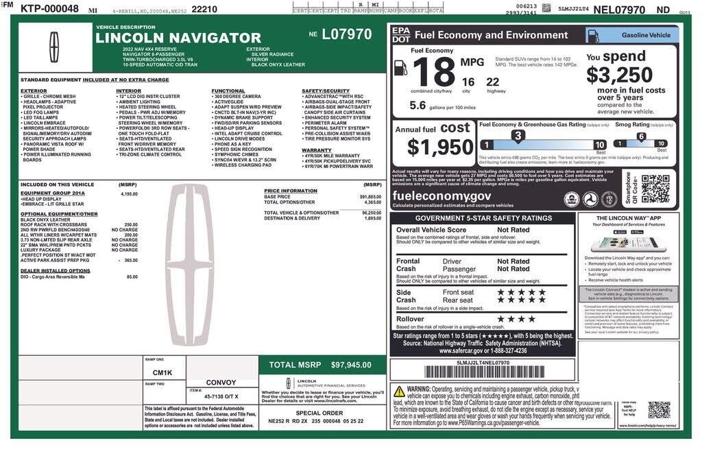 2022 Lincoln Navigator Reserve — photo 1 of 1