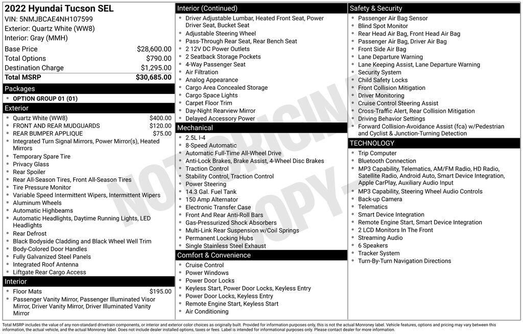 2022 Hyundai TUCSON SEL — photo 1 of 2