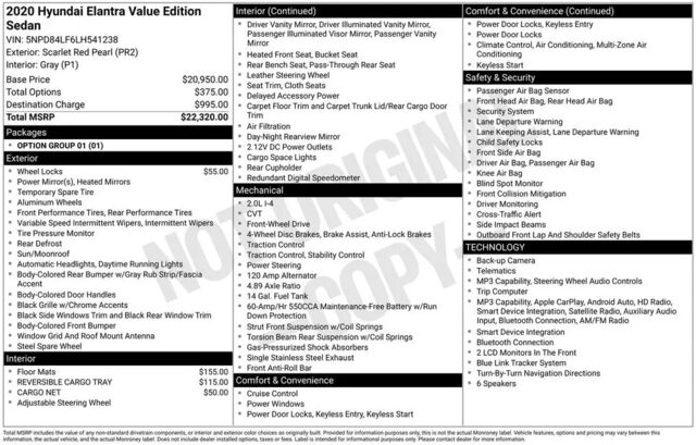 2020 Hyundai ELANTRA Value Edition