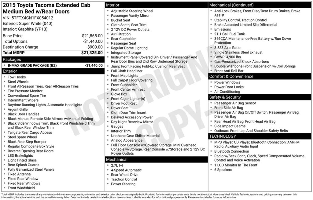 2015 Toyota Tacoma Base — photo 1 of 1