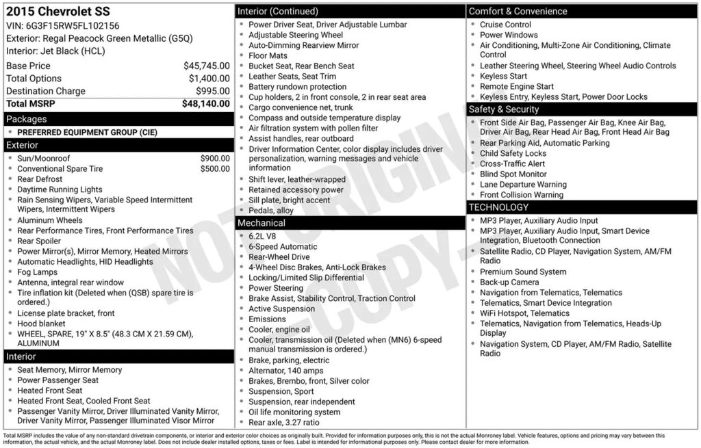 2015 Chevrolet SS Base — photo 1 of 1