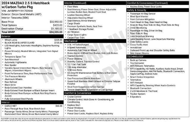 2024 Mazda Mazda3 Hatchback 2.5 Carbon Turbo