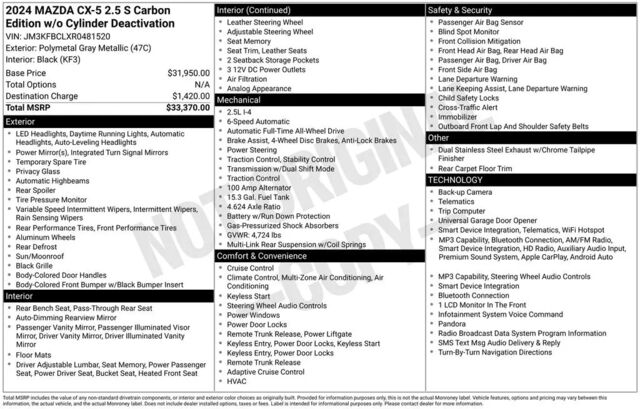 2024 Mazda CX-5 2.5 S Carbon Edition