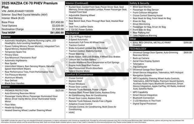 2025 Mazda CX-70 Plug-in Hybrid Premium Plus