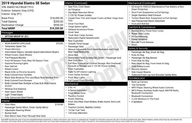 2019 Hyundai Elantra SE