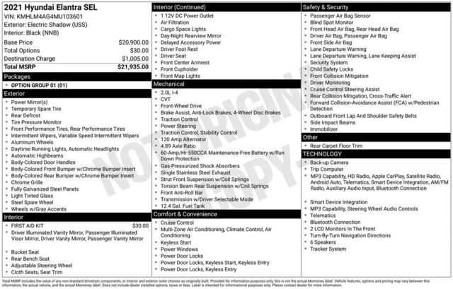 2021 Hyundai ELANTRA SEL