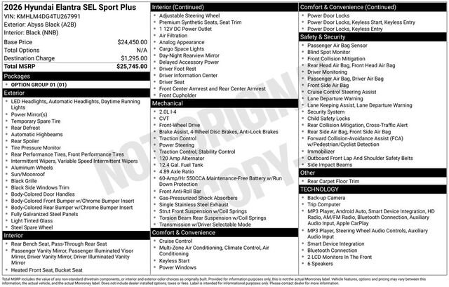 2026 Hyundai Elantra SEL Sport